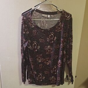LOGO 7 Rose Patterned Long Sleeve Blouse
